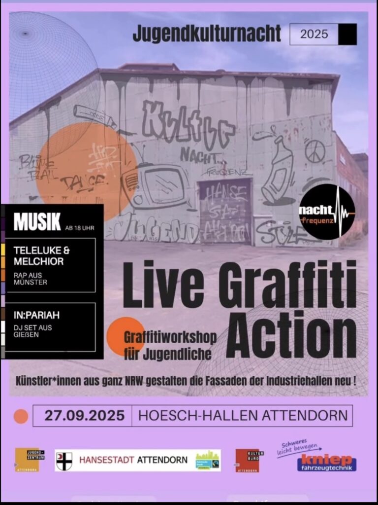 nachtfrequenz – Nacht der Jugendkultur 2 nachtfrequenz - Nacht der Jugendkultur am 27.09.25 Hoesch-Hallen in Attendorn